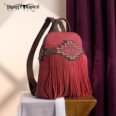 TR196G-9115  Trinity Ranch Aztec Tooled Fringe Concealed Carry Backpack