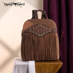 TR196G-9115  Trinity Ranch Aztec Tooled Fringe Concealed Carry Backpack
