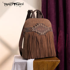 TR196G-9115  Trinity Ranch Aztec Tooled Fringe Concealed Carry Backpack