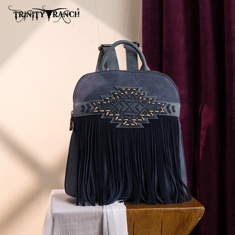 TR196G-9115  Trinity Ranch Aztec Tooled Fringe Concealed Carry Backpack