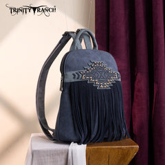 TR196G-9115  Trinity Ranch Aztec Tooled Fringe Concealed Carry Backpack