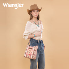 WG275-2003   Wrangler Sherpa Aztec Canvas Crossbody - Dark Pink