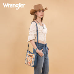 WG275-2003   Wrangler Sherpa Aztec Canvas Crossbody - Jean