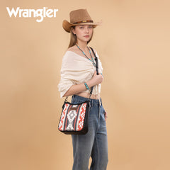 WG275-2003   Wrangler Sherpa Aztec Canvas Crossbody - Black