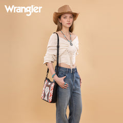 WG275-2003   Wrangler Sherpa Aztec Canvas Crossbody - Black