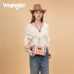 WG275-181  Wrangler Sherpa Aztec Canvas  Clutch -Dark Pink