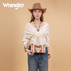 WG275-181  Wrangler Sherpa Aztec Canvas  Clutch -Coffee