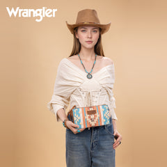 WG275-181  Wrangler Sherpa Aztec Canvas  Clutch -Brown