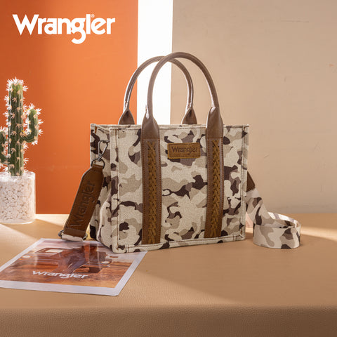WG286-8120S  Wrangler Camo Print Concealed Carry Tote/Crossbody -Brown