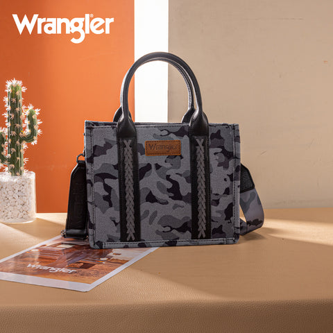 WG286-8120S  Wrangler Camo Print Concealed Carry Tote/Crossbody -Black