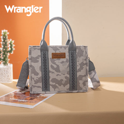 WG286-8120S  Wrangler Camo Print Concealed Carry Tote/Crossbody -Grey