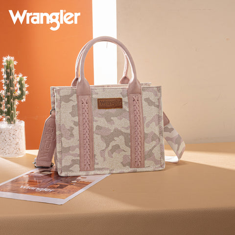 WG286-8120S  Wrangler Camo Print Concealed Carry Tote/Crossbody - Pink