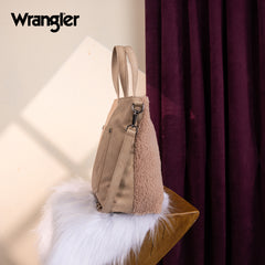 WG263-2002  Wrangler Sherpa Aztec Sherpa Tote/Crossbody - Tan