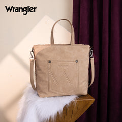 WG263-2002  Wrangler Sherpa Aztec Sherpa Tote/Crossbody - Tan