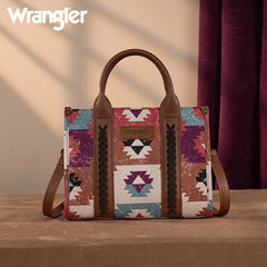 WG166G-81203S  Wrangler Southwestern Pattern Dual Sided Print-Tote/Crossbody -Coffee