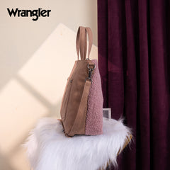 WG263-2002  Wrangler Sherpa Aztec Sherpa Tote/Crossbody - Dark Pink