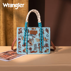 WG206-8122  Wrangler Cowboy Print Tote/Crossbody -Turquoise (Online Only)
