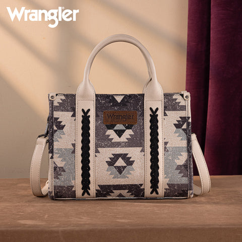 WG166G-81203S  Wrangler Southwestern Pattern Dual Sided Print-Tote/Crossbody -Black