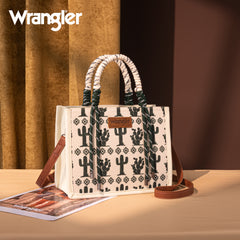 WG206-8122  Wrangler Cactus Print Tote/Crossbody -Beige