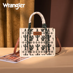 WG206-8122  Wrangler Cactus Print Tote/Crossbody -Beige