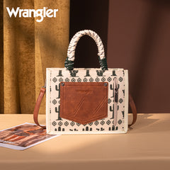 WG206-8122  Wrangler Cactus Print Tote/Crossbody -Beige