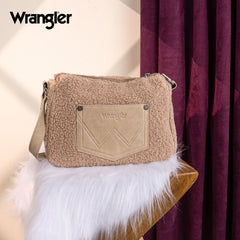WG263-2022  Wrangler Sherpa Aztec Sherpa Hobo/Shoulder Bag - Tan