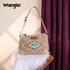 WG263-2022  Wrangler Sherpa Aztec Sherpa Hobo/Shoulder Bag - Tan