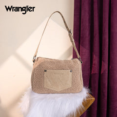 WG263-2022  Wrangler Sherpa Aztec Sherpa Hobo/Shoulder Bag - Tan