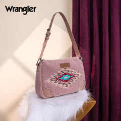 WG263-2022  Wrangler Sherpa Aztec Sherpa Hobo/Shoulder Bag - Dark Pink