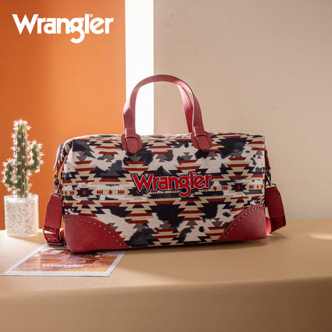 WG302-5110RD   Wrangler Aztec Print Duffle/Crossbody -Red