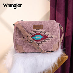 WG263-2022  Wrangler Sherpa Aztec Sherpa Hobo/Shoulder Bag - Dark Pink