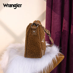 WG263-2022  Wrangler Sherpa Aztec Sherpa Hobo/Shoulder Bag - Brown