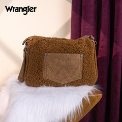 WG263-2022  Wrangler Sherpa Aztec Sherpa Hobo/Shoulder Bag - Brown