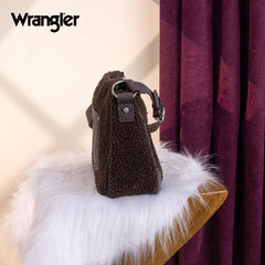 WG263-2022  Wrangler Sherpa Aztec Sherpa Hobo/Shoulder Bag - Coffee