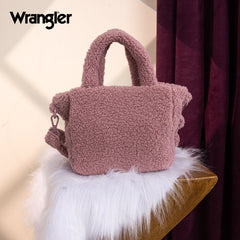 WG266-8015  Wrangler Sherpa Aztec Sherpa Small Tote/Crossbody - Dark Pink