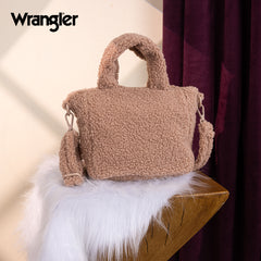 WG266-8015  Wrangler Sherpa Aztec Sherpa Small Tote/Crossbody - Tan