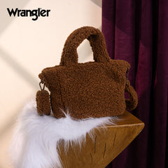WG266-8015  Wrangler Sherpa Aztec Sherpa Small Tote/Crossbody - Brown