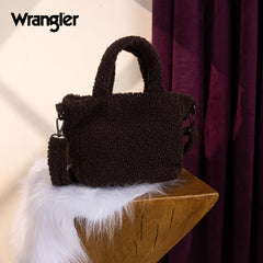WG266-8015  Wrangler Sherpa Aztec Sherpa Small Tote/Crossbody - Coffee