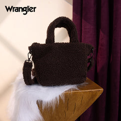 WG266-8015  Wrangler Sherpa Aztec Sherpa Small Tote/Crossbody - Coffee