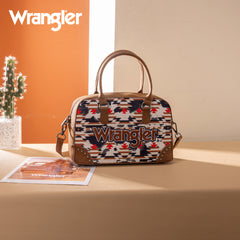 WG302-8132BR   Wrangler Aztec Print Satchel/Crossbody -Brown
