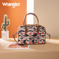WG302-8132BR   Wrangler Aztec Print Satchel/Crossbody -Brown