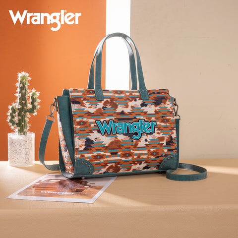 WG302-8130TQ   Wrangler Aztec Print Tote/Crossbody -Turquoise