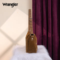 WG263-2022  Wrangler Sherpa Aztec Sherpa Hobo/Shoulder Bag - Brown