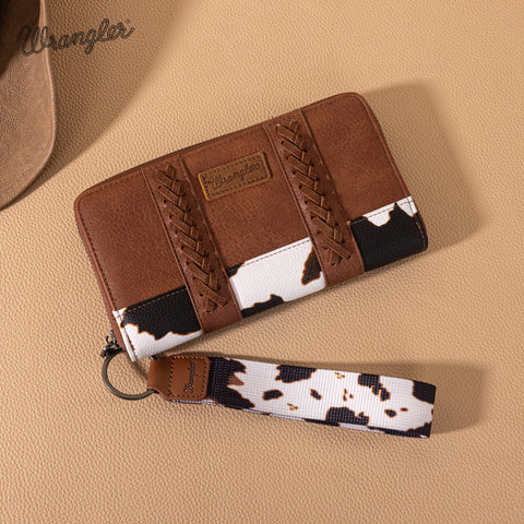 WG102-W006  Wrangler Cow Print Wallet  -Brown