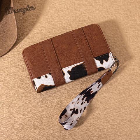 WG102-W006  Wrangler Cow Print Wallet  -Brown