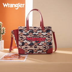 WG302-8130RD  Wrangler Aztec Print Tote/Crossbody -Red
