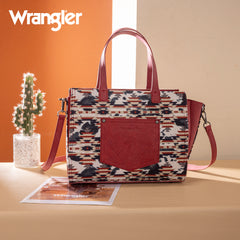 WG302-8130RD  Wrangler Aztec Print Tote/Crossbody -Red