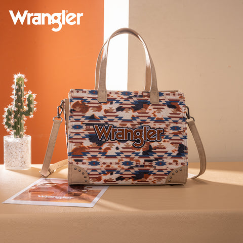 WG302-8130KH   Wrangler Aztec Print Tote/Crossbody -Khaki