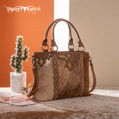 TR198G-8899 Trinity Ranch Genuine Hair-On Cowhide Collection Concealed Carry Tote