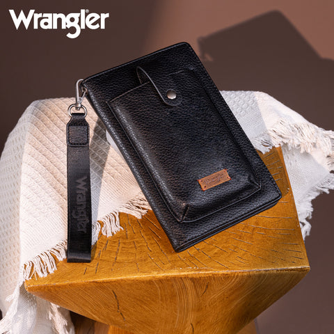 WG158-W065  Wrangler Cellphone Wallet Organizer - Black